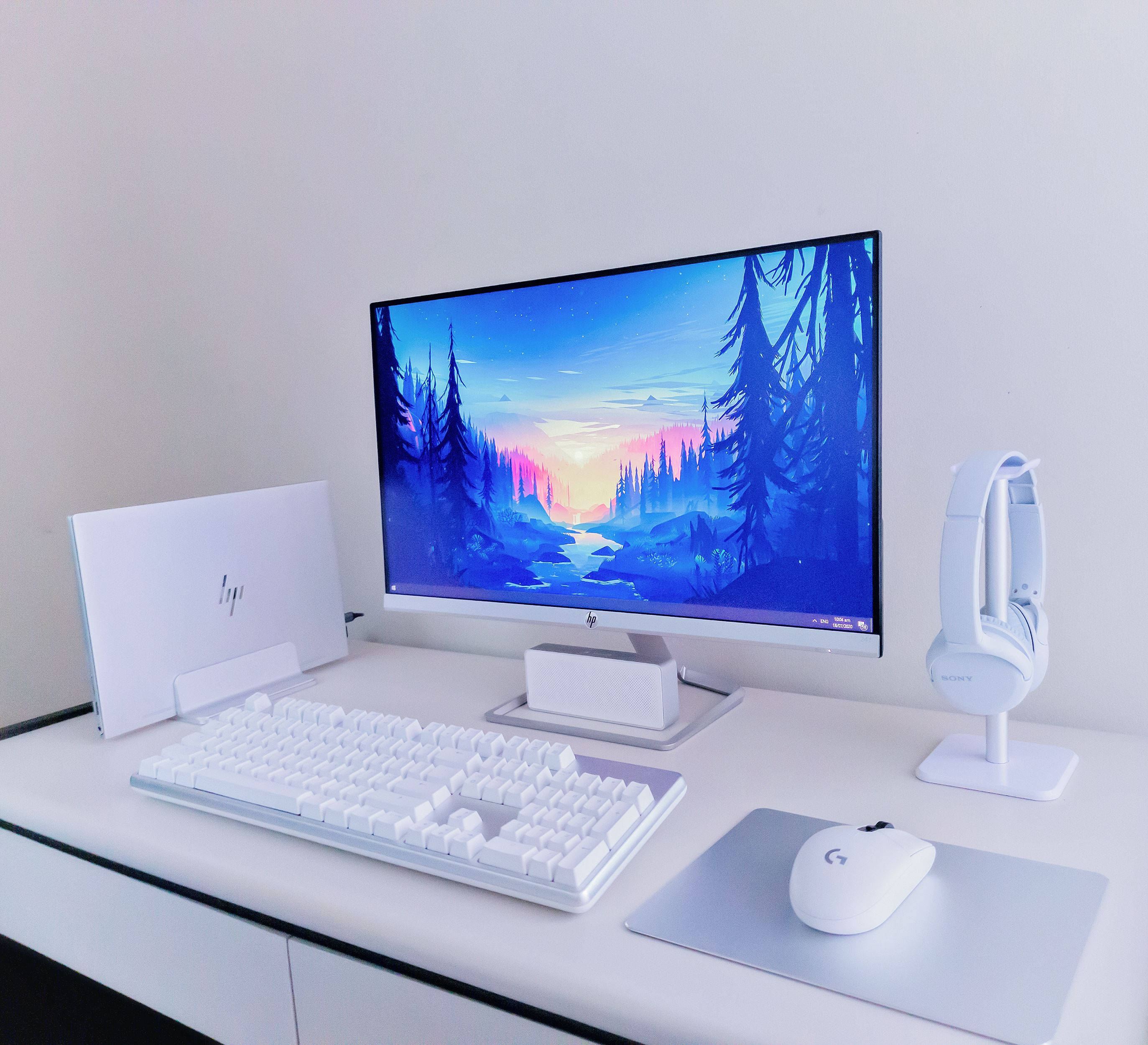 White Pc, 2746 x 2500, minimalist white desk setup, 2K Desktop Wallpaper