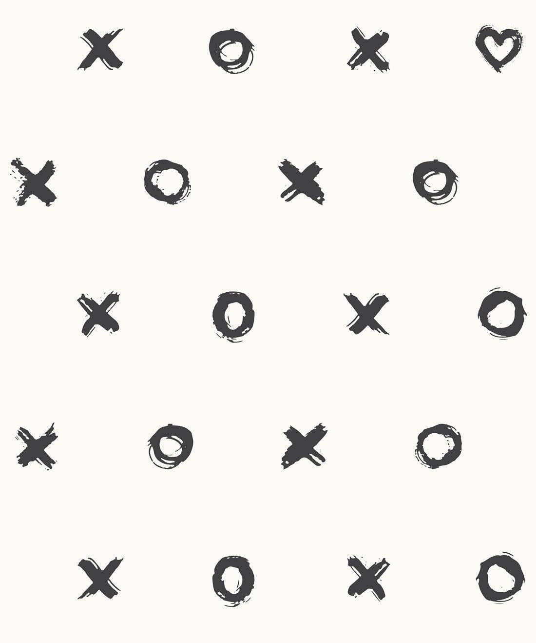 X And O, hand-painted black X's and O's, heart symbol, HD Phone Wallpaper
