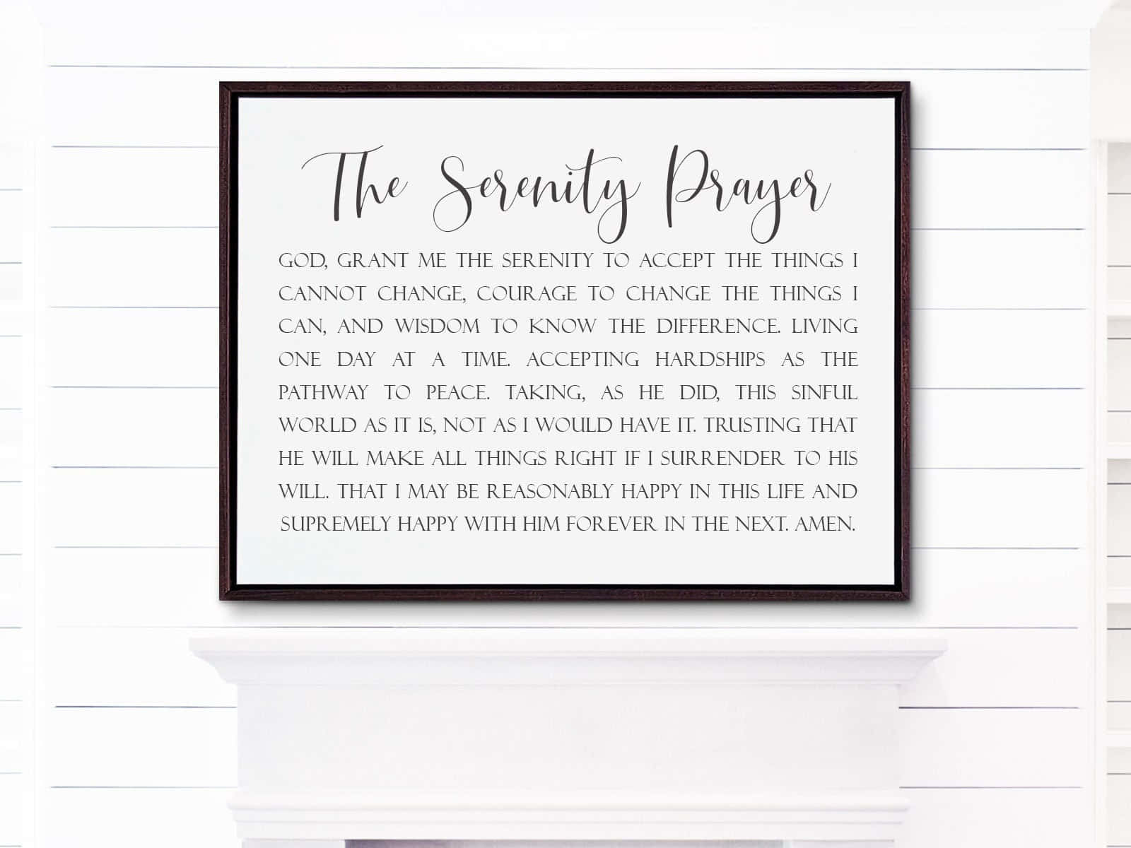 Serenity Prayer, black frame, white mantel, HD Desktop Wallpaper
