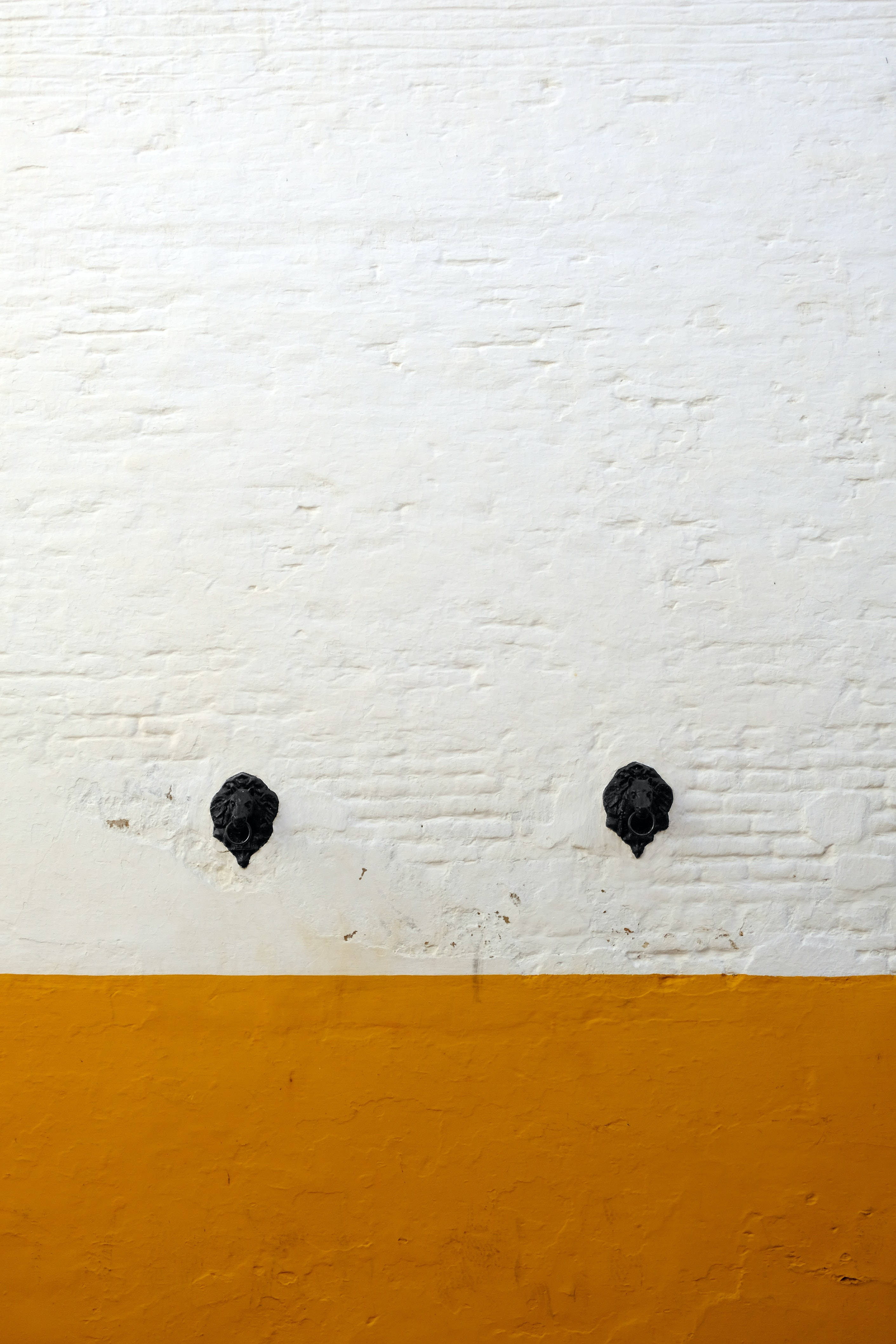 Concrete Texture Terracotta White, white brick wall, black ornate fixtures, 4K Phone Wallpaper