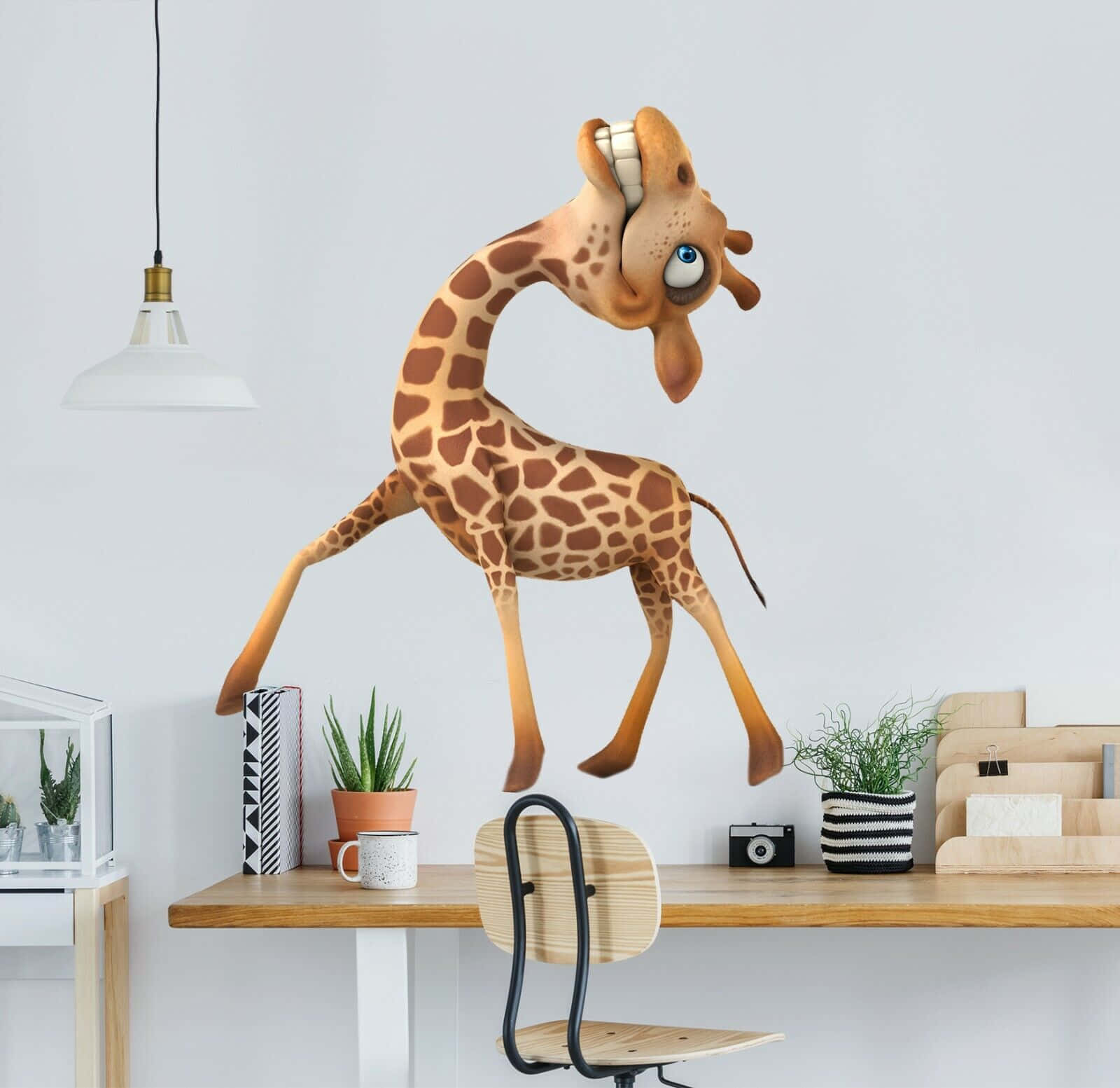 cartoon giraffe, big blue eyes, brown spots, HD Desktop Wallpaper