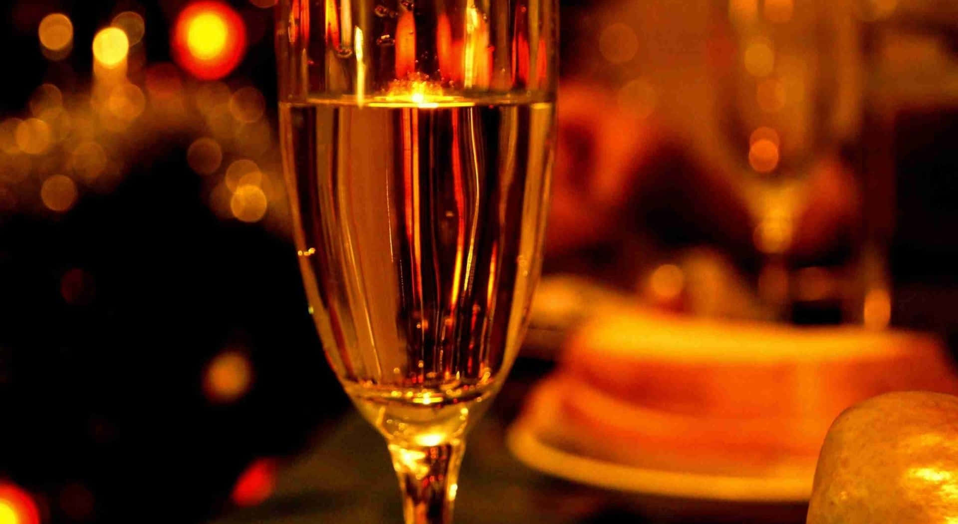 champagne flute, golden light, warm bokeh background, Full HD Desktop Wallpaper