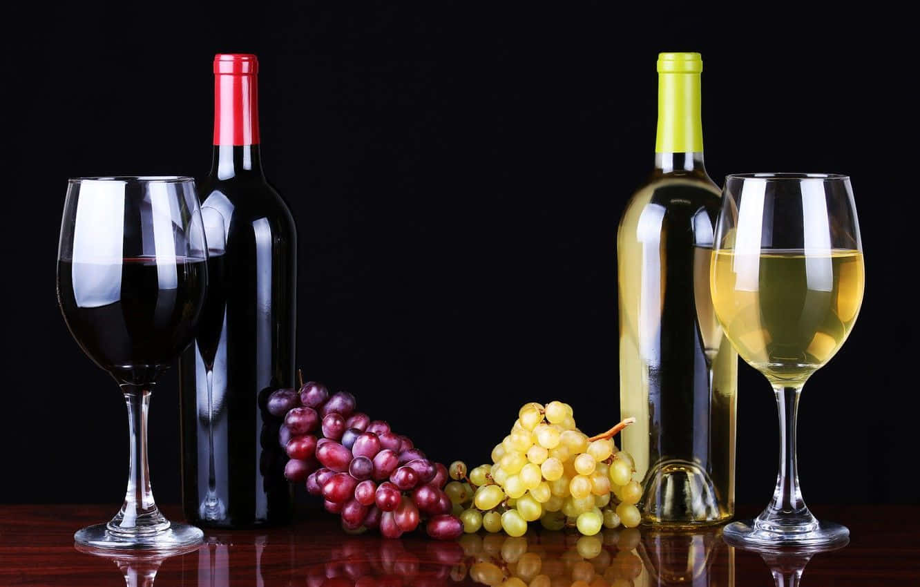 White Wine, glass of white wine, red grapes, HD Desktop Wallpaper