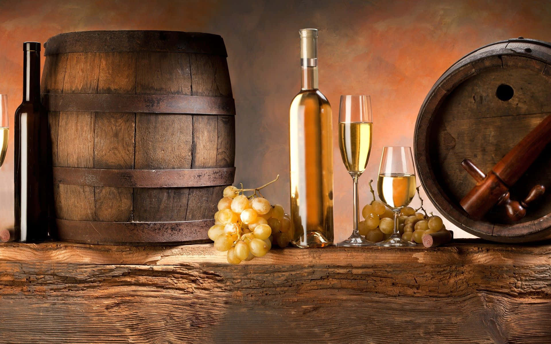 White Wine, golden wine bottles, glasses, Full HD Desktop Wallpaper