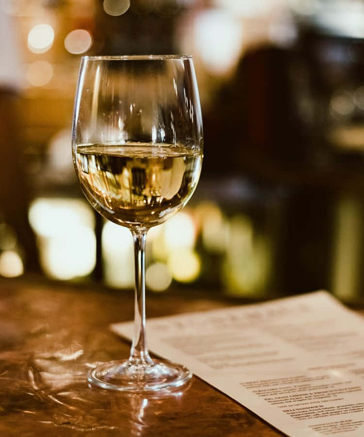 White Wine, glass of white wine, wooden bar, SD Phone Wallpaper
