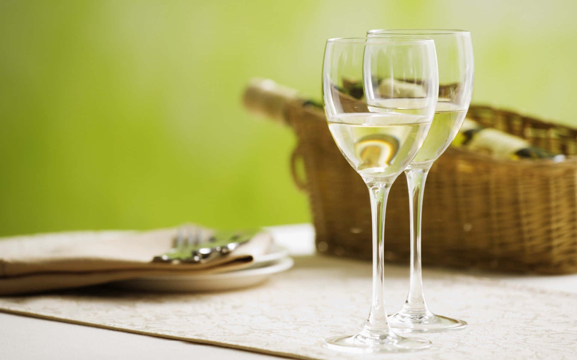white wine, wine glasses, lace tablecloth, Full HD Desktop Wallpaper