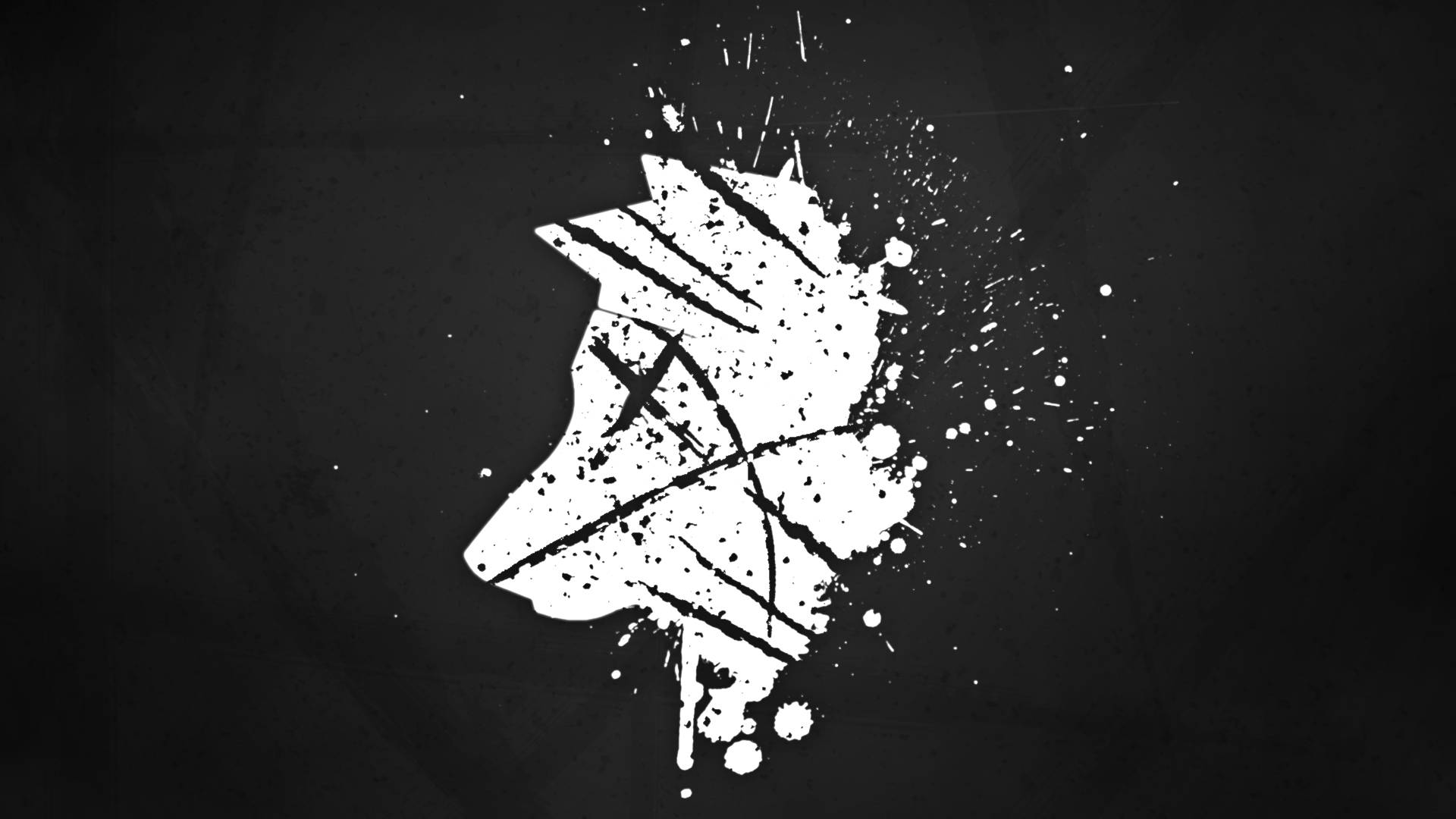 White Wolf, fox head, white splatter graphic, Full HD Desktop Wallpaper