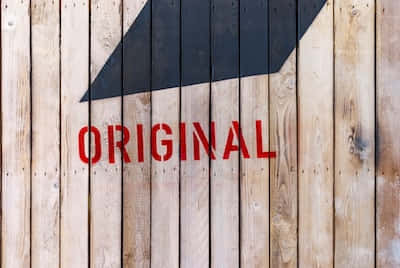Original Light Wood, bold red 'ORIGINAL' text, black arrow, SD Desktop Wallpaper