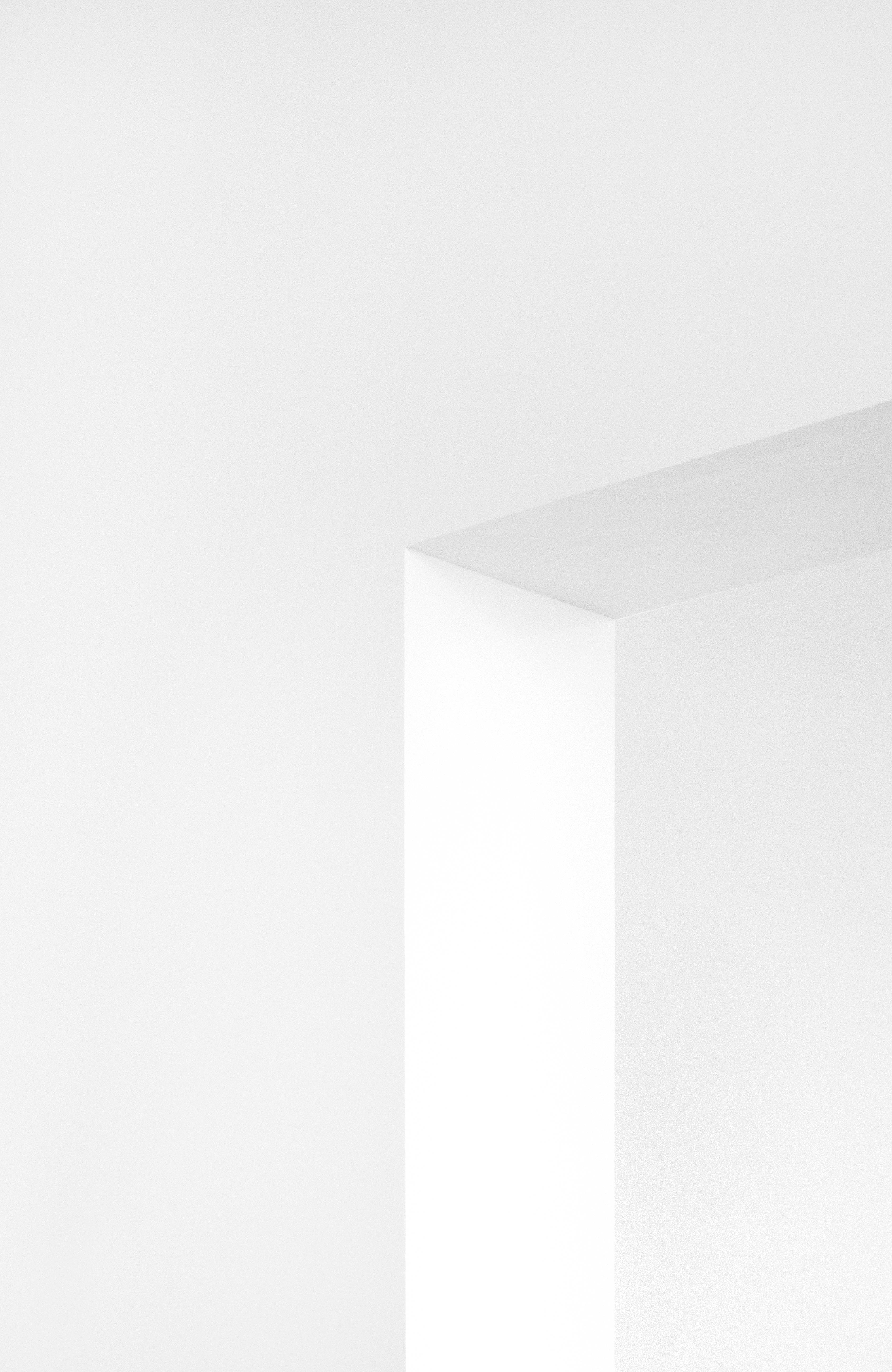 white aesthetic wall, minimalist white corner, clean planes, 5K Phone Wallpaper