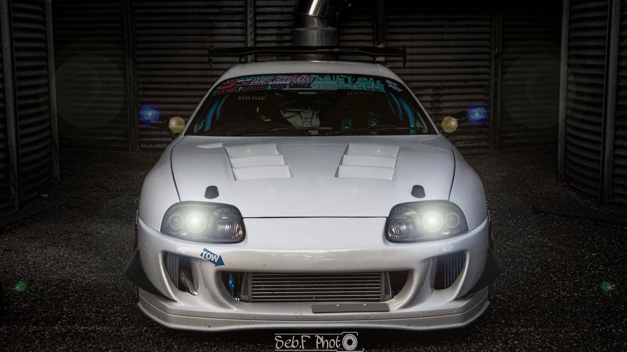 1998 Toyota Supra Mk4, white, glowing headlights, Full HD Desktop Wallpaper