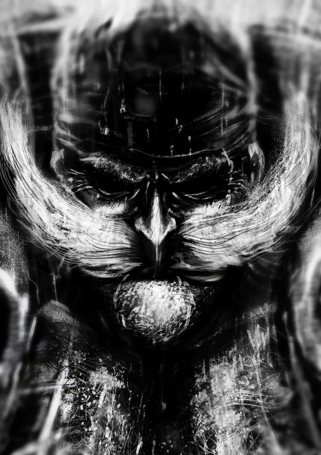 Whitebeard, black and white, digital portrait, HD Phone Wallpaper