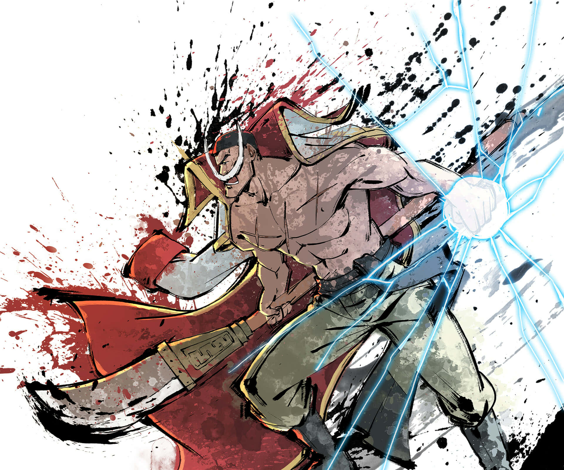 Whitebeard, red cape, horned helmet, Full HD Desktop Wallpaper