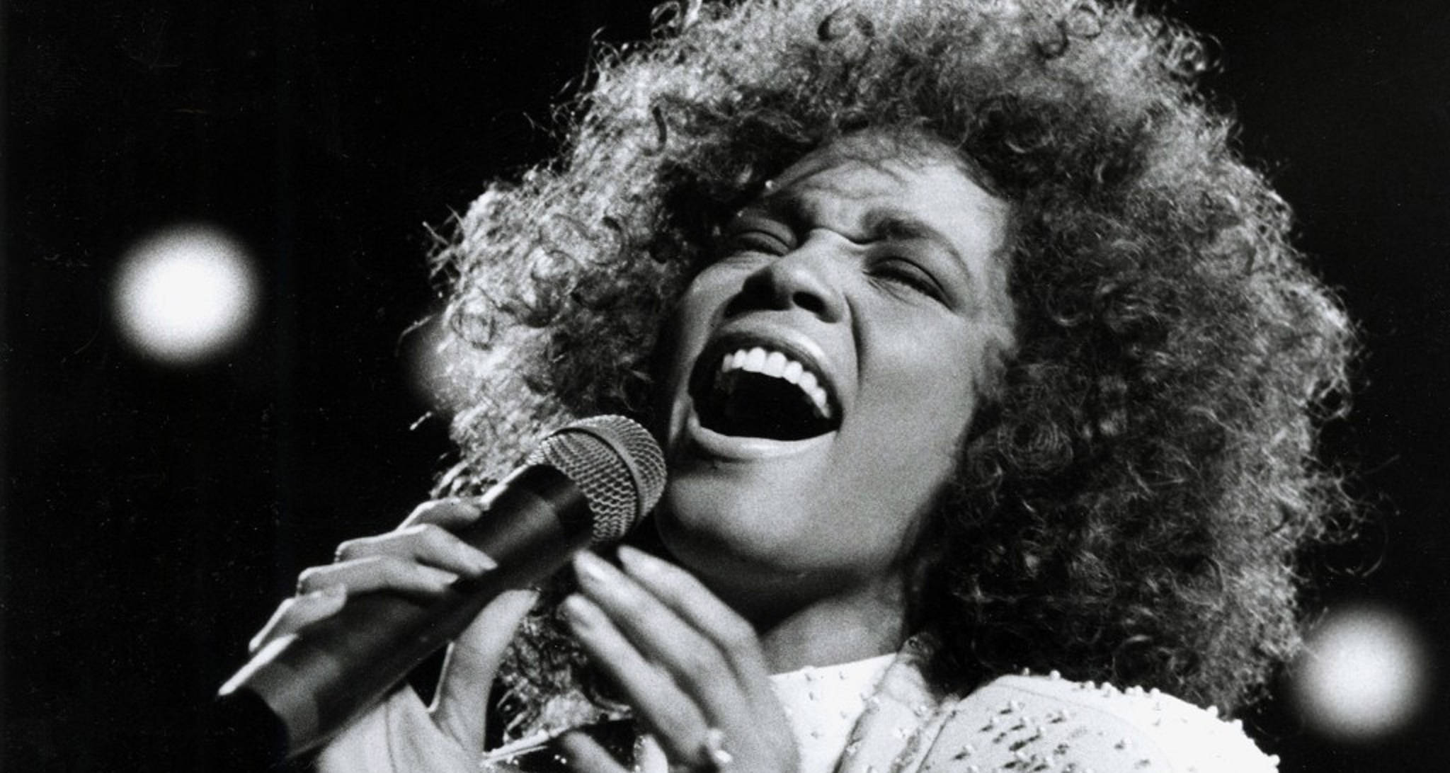 Whitney Houston, grayscale, close-up, Full HD Desktop Wallpaper