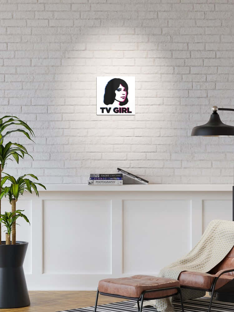 TV GIRL, white brick wall, white shelf, SD Phone Wallpaper
