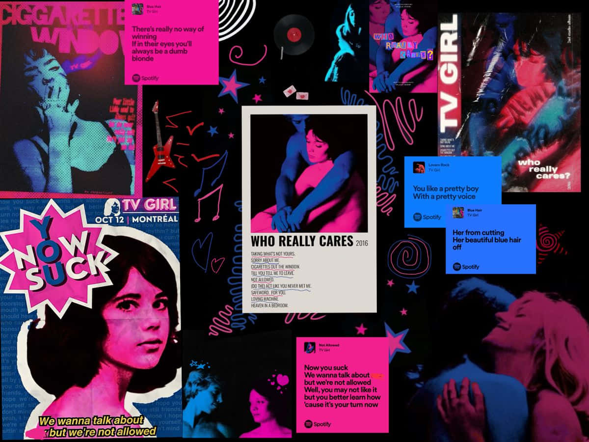 T V Girl, Who Really Cares, neon pink, SD Desktop Wallpaper