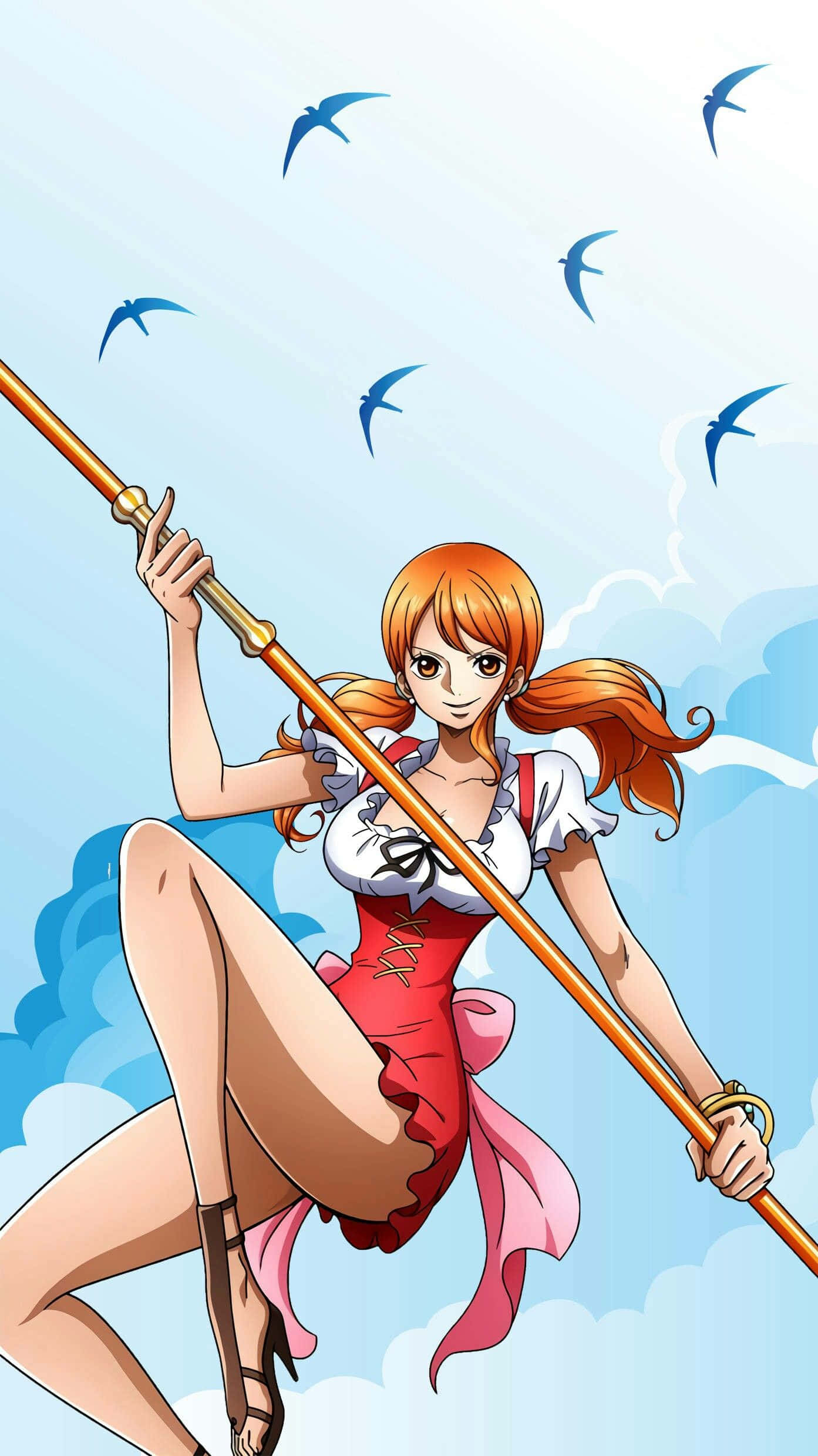 Whole Cake Island, orange hair, pole, Full HD Phone Wallpaper