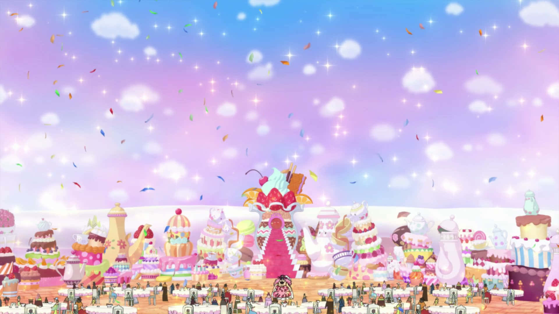 Whole Cake Island, pastel sky, confetti, Full HD Desktop Wallpaper