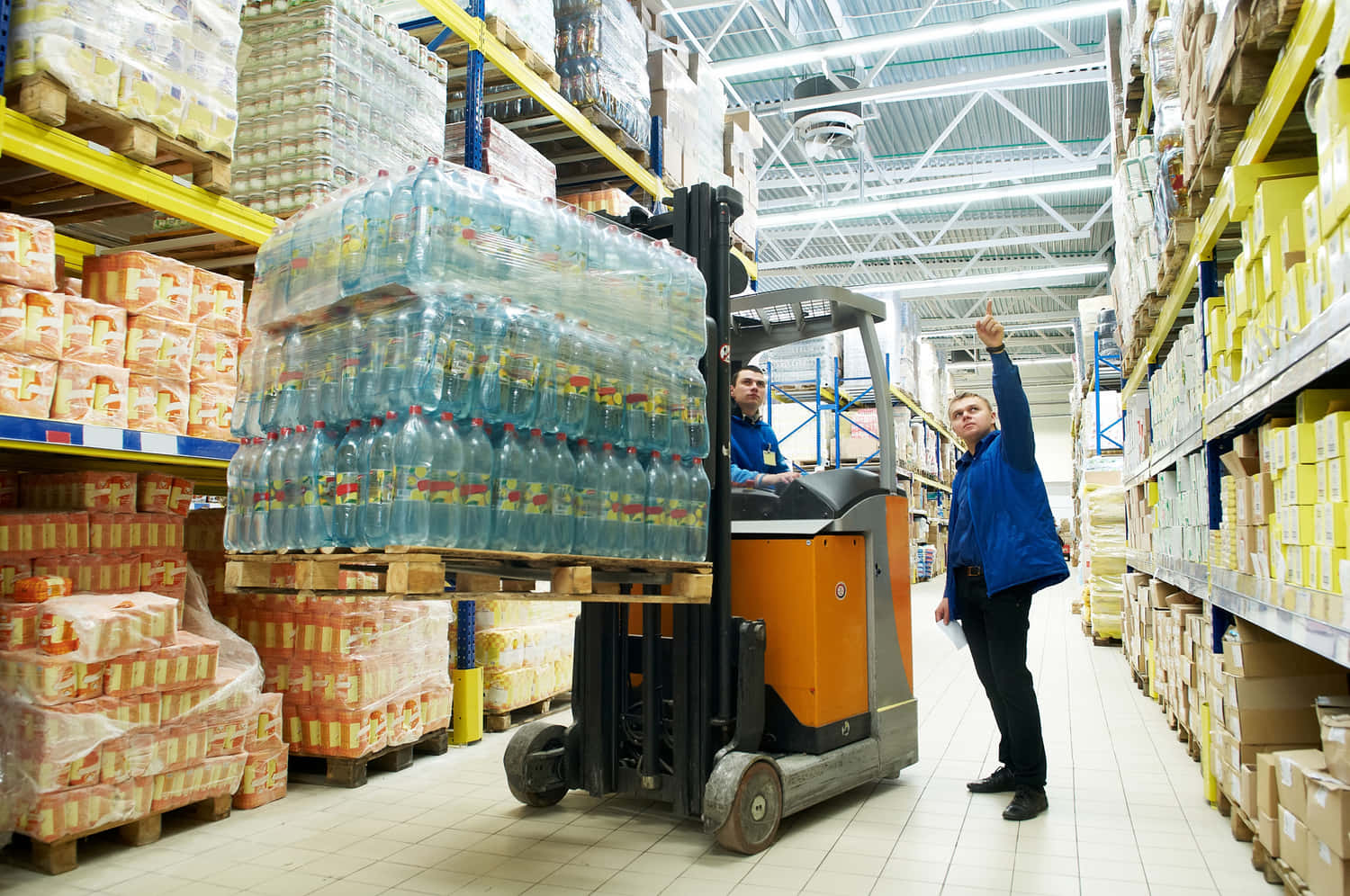 wholesale water products, warehouse, aisles, HD Desktop Wallpaper