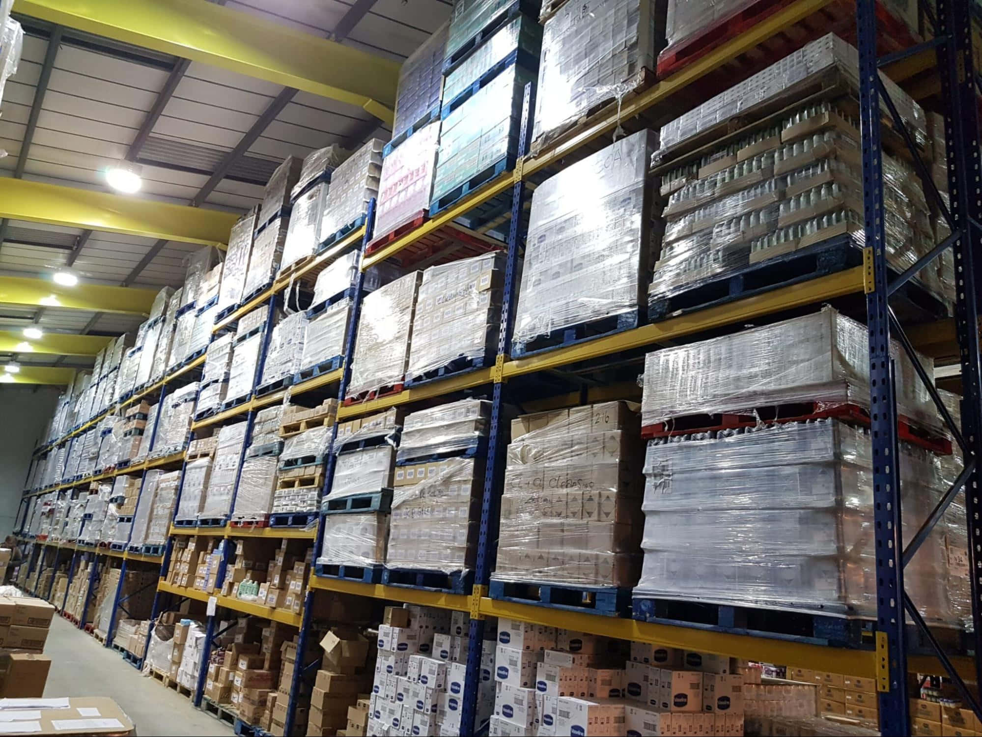 warehouse, high shelves, pallets, Full HD Desktop Wallpaper