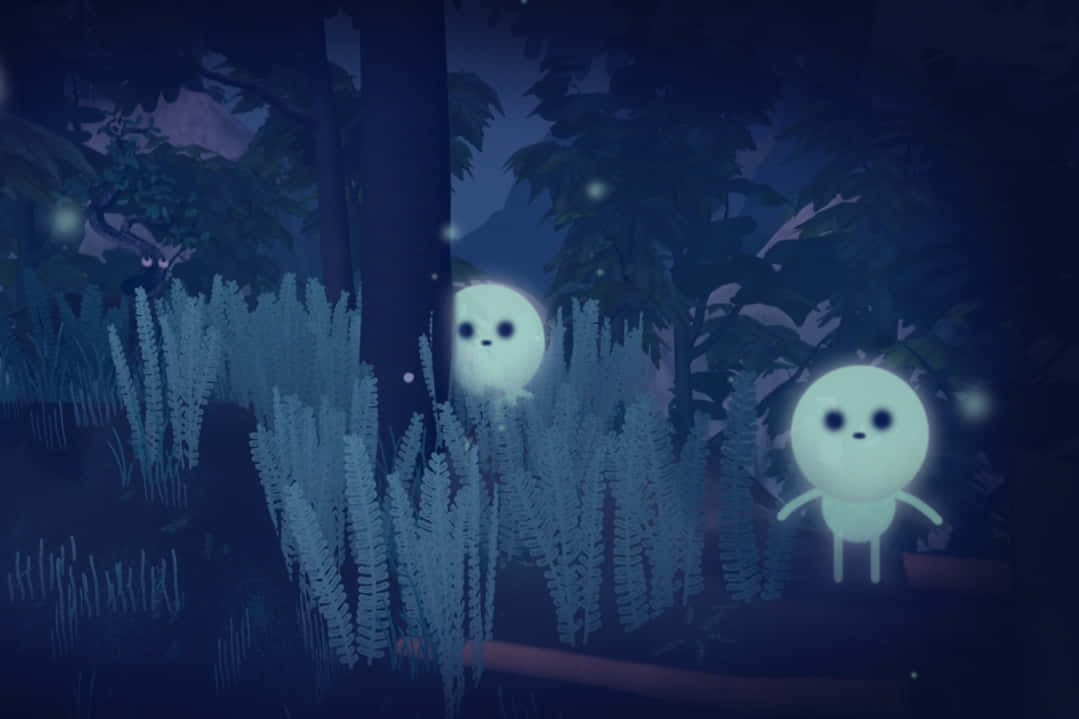 floating ghosts, night sky, dark mystical forest, SD Desktop Wallpaper