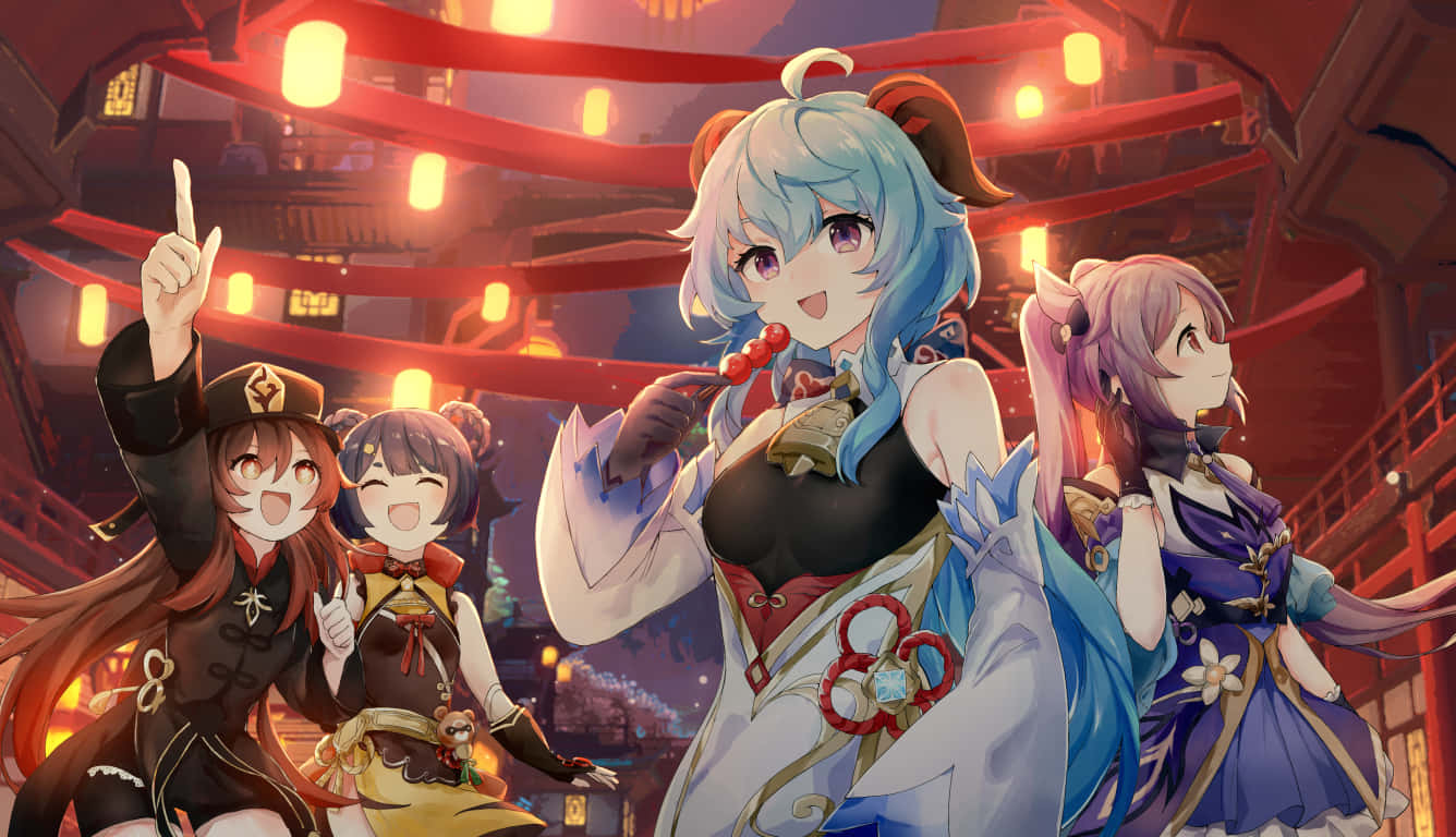 animated festival celebration, anime girls, festive traditional outfits, HD Desktop Wallpaper