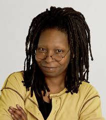 Whoopi Goldberg, yellow blouse, dark dreadlocks, SD Phone Wallpaper