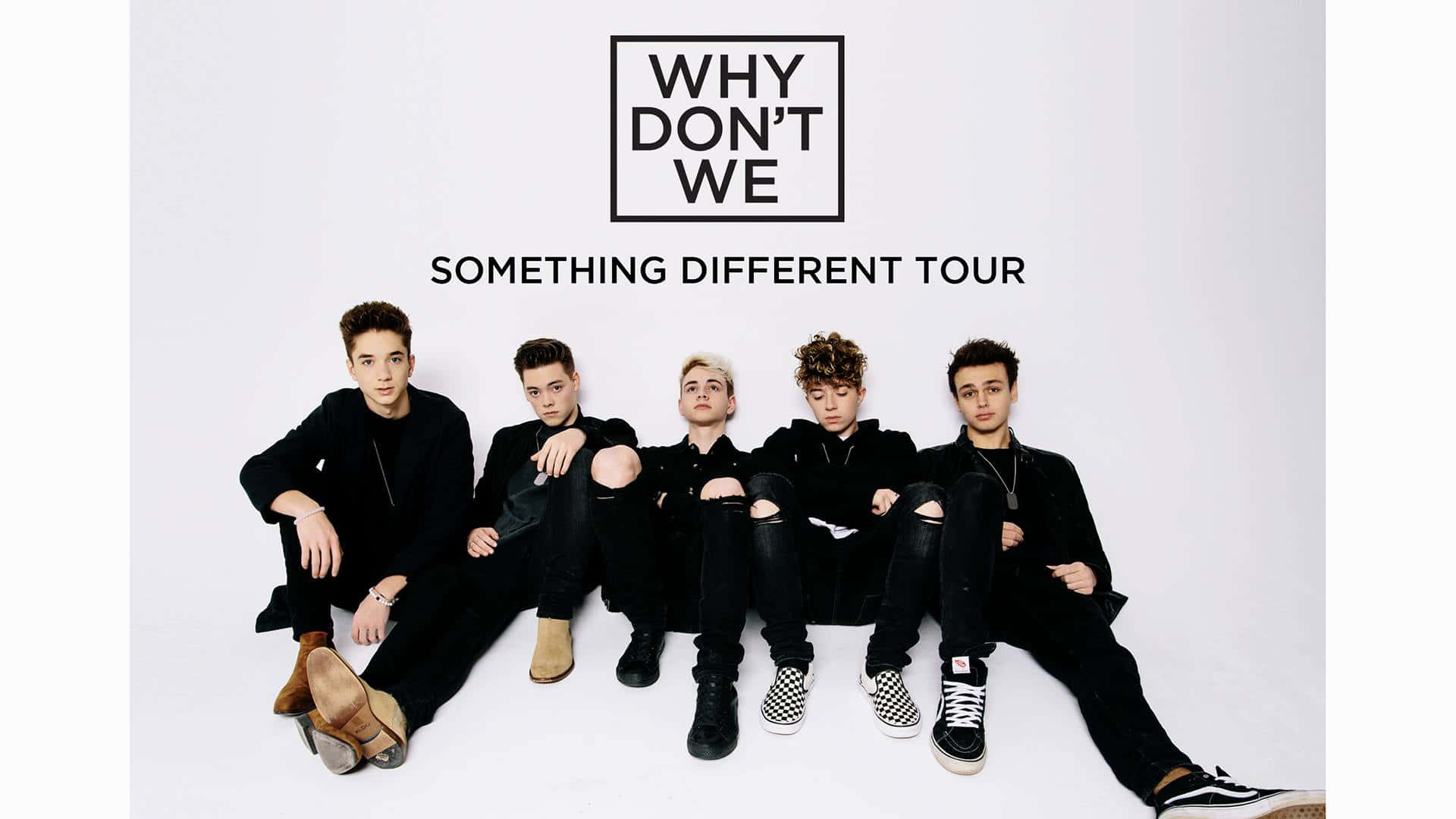 why dont we, Five young men, black outfits, Full HD Desktop Wallpaper