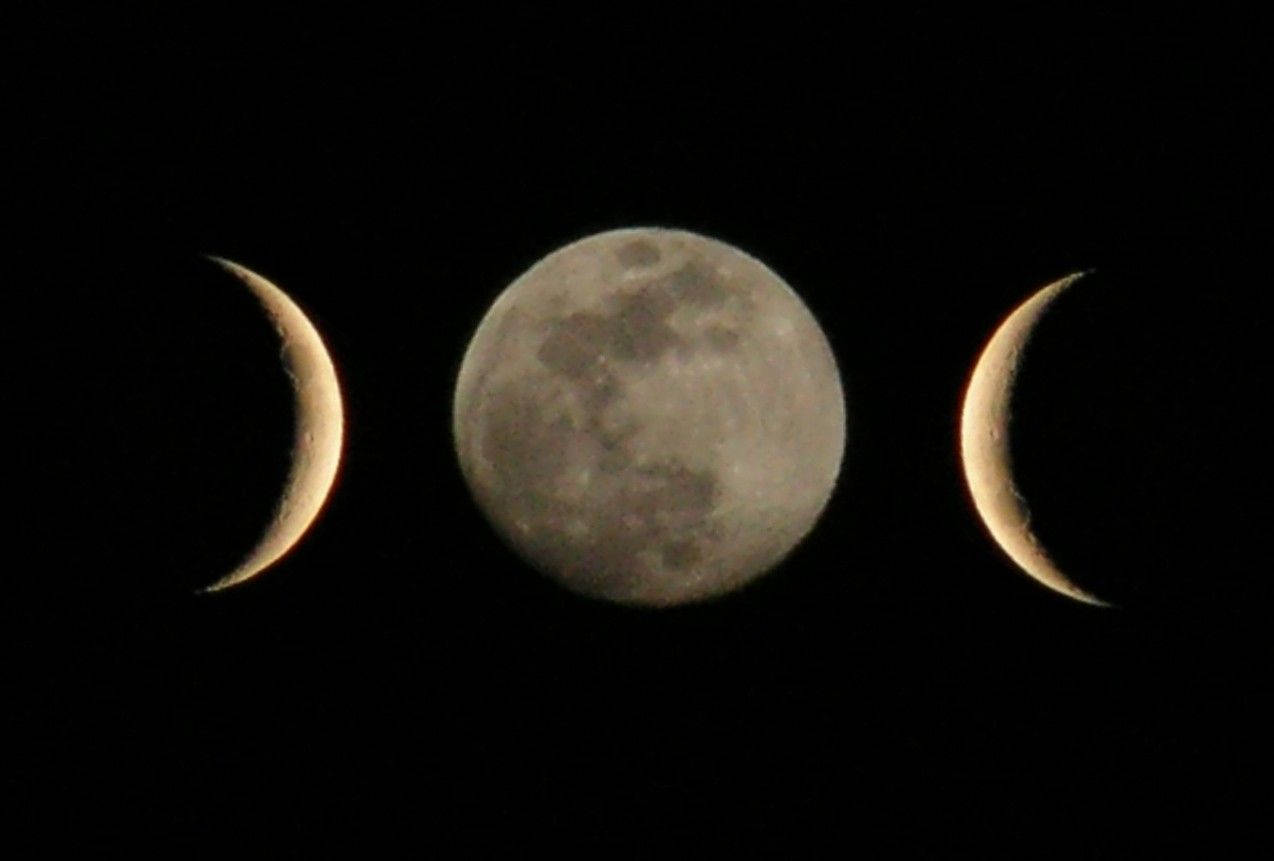 Wiccan, full moon, crescent moon, SD Desktop Wallpaper