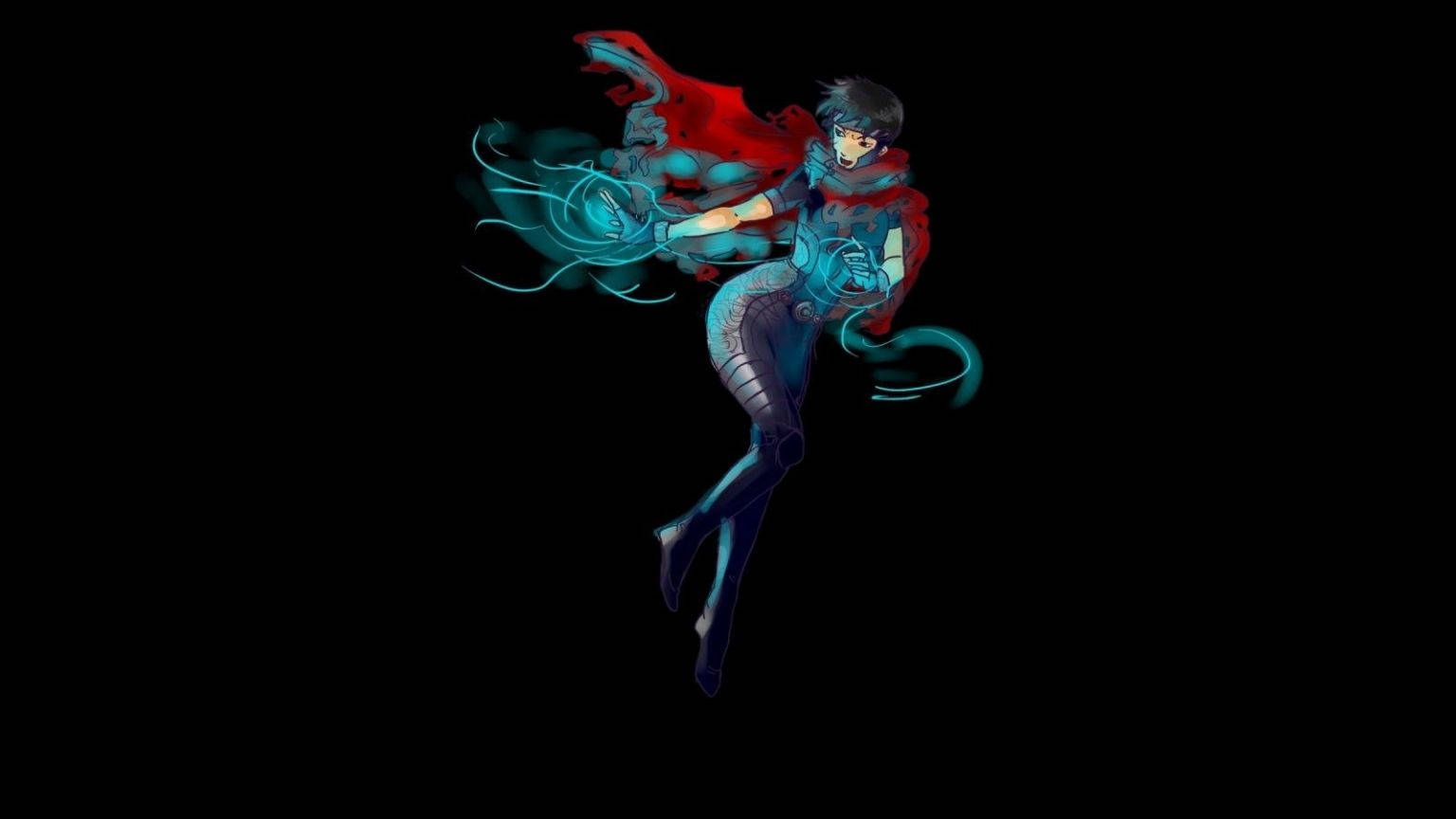 Wiccan, red cape, glowing blue energy swirls, HD Desktop Wallpaper