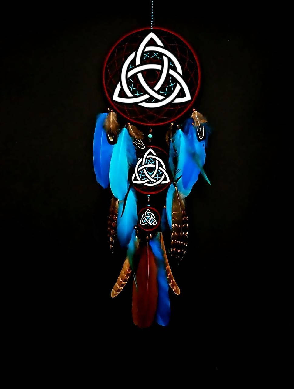 Wiccan, dreamcatcher, glowing white triquetra symbols, HD Phone Wallpaper