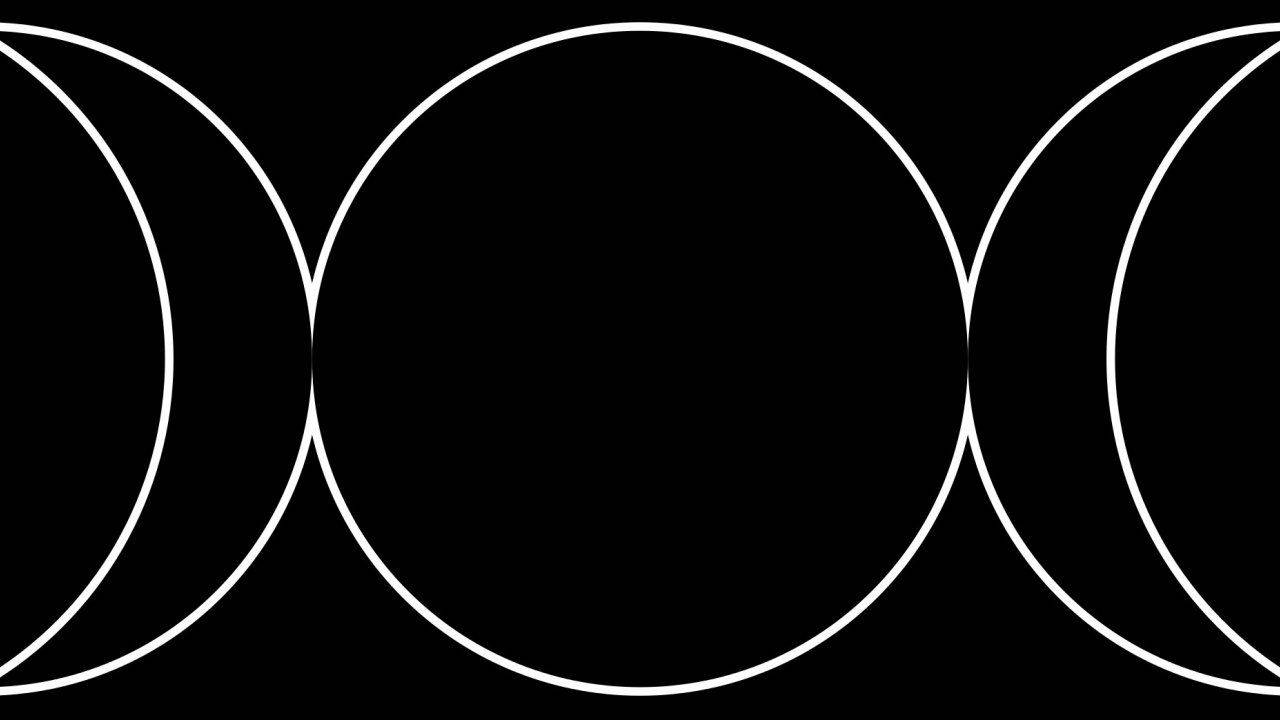 Wiccan, crescent moon symbol, white geometric circles, HD Desktop Wallpaper