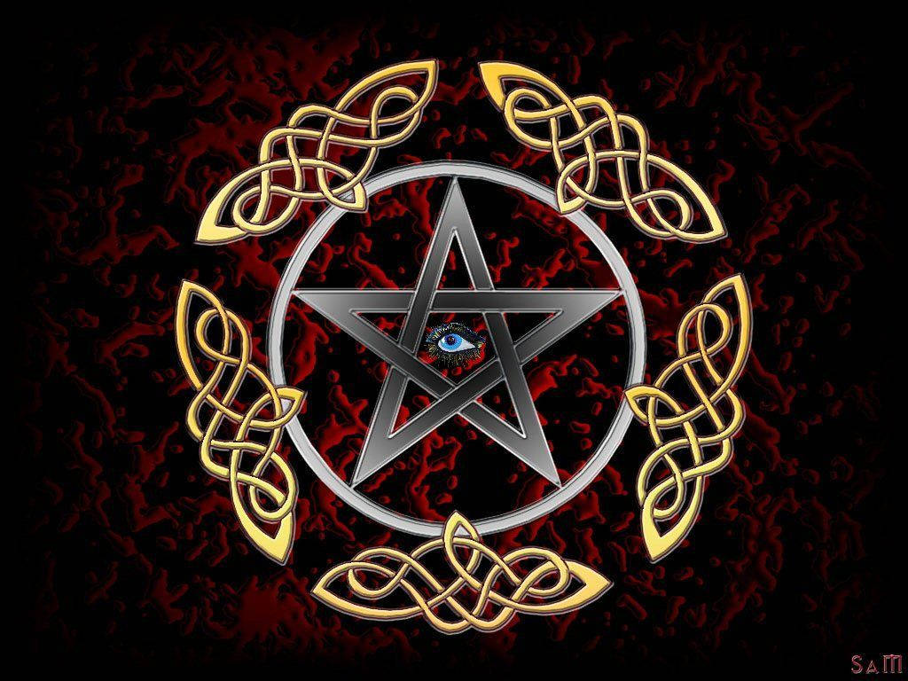 Wiccan, illuminati symbol, metallic pentagram, SD Desktop Wallpaper