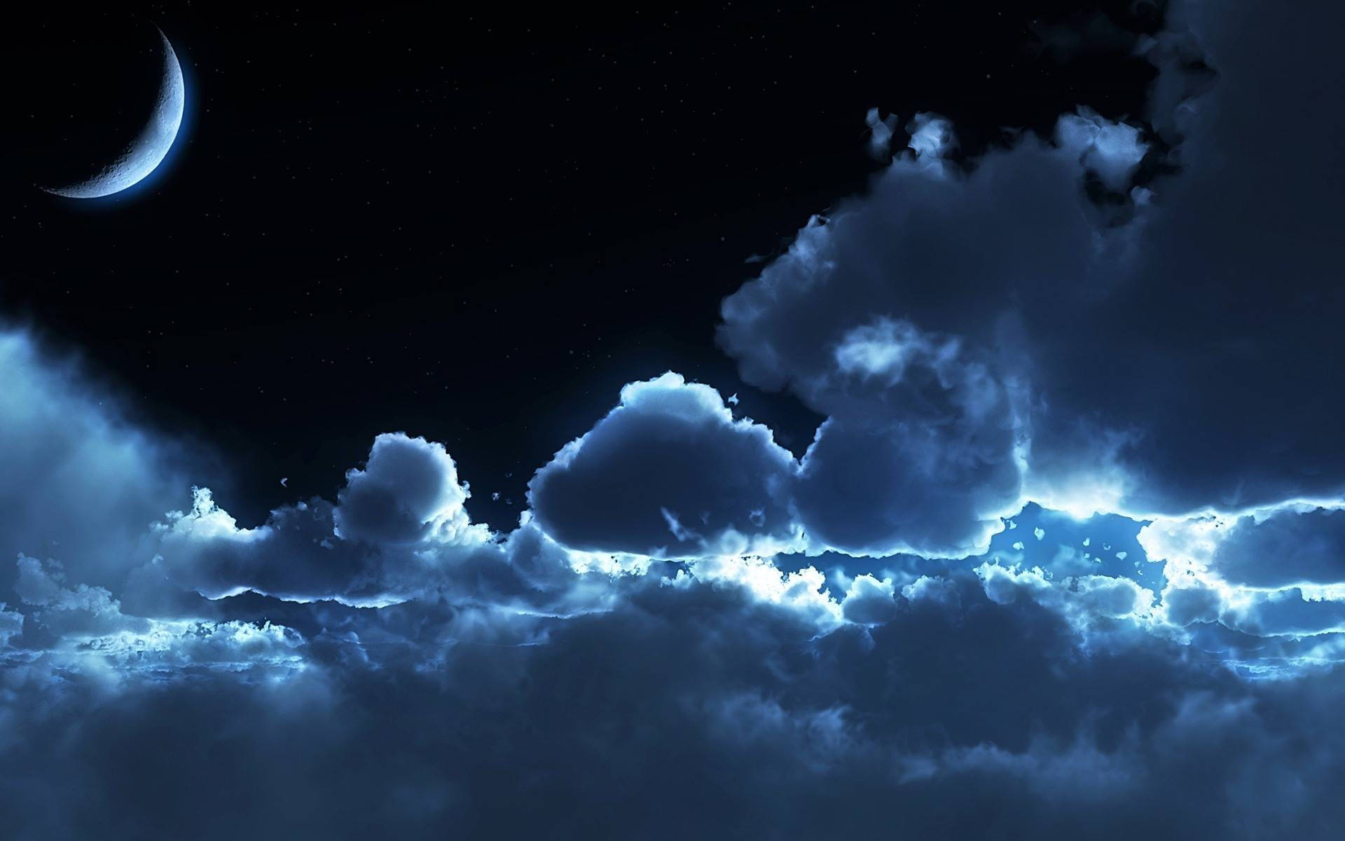 Wiccan, night sky, crescent moon, Full HD Desktop Wallpaper