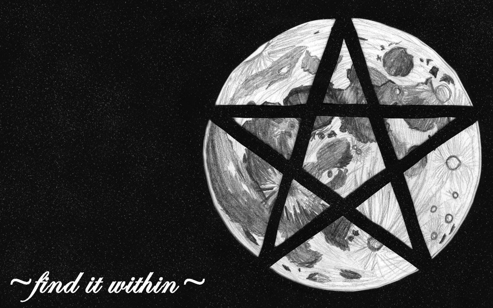 Wiccan, full moon, pencil drawing, HD Desktop Wallpaper