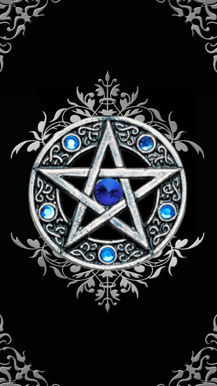 Wiccan, pentacle, blue emerald, HD Phone Wallpaper