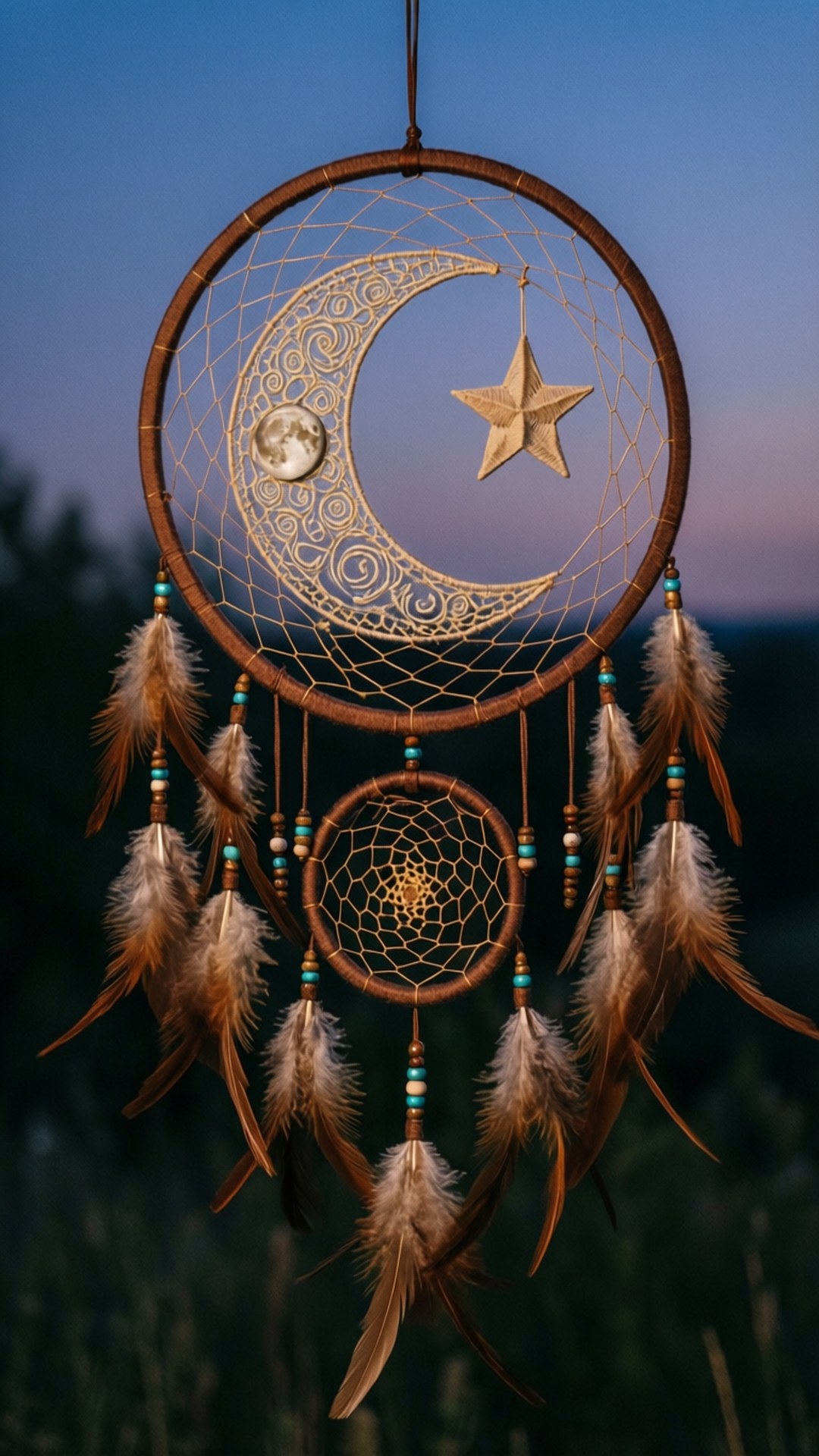 Wiccan, dreamcatcher, crescent moon, Full HD Phone Wallpaper