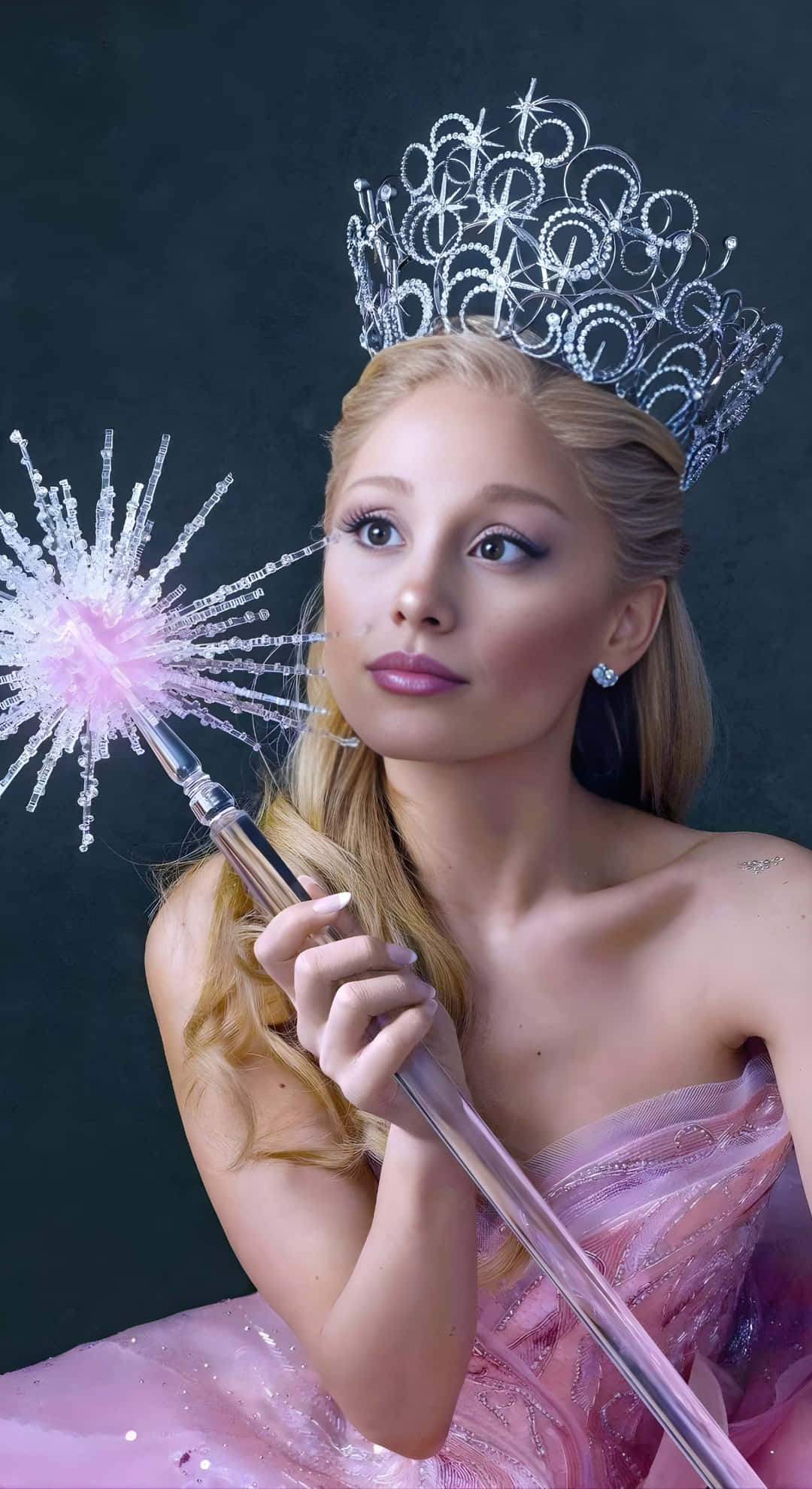 Wicked Glinda, sparkling pink gown, ornate silver tiara, Full HD Phone Wallpaper