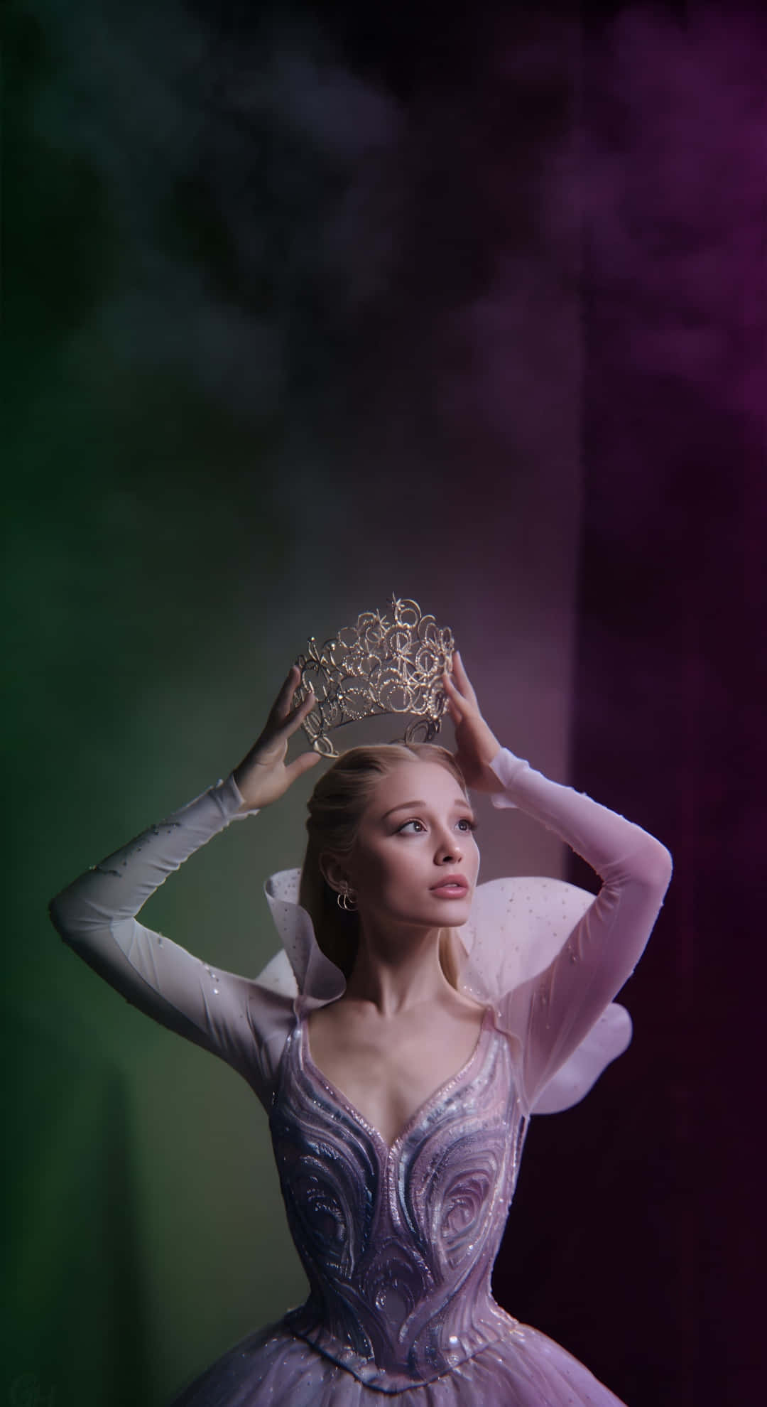 Wicked Glinda, lavender gown, ornate golden crown, Full HD Phone Wallpaper