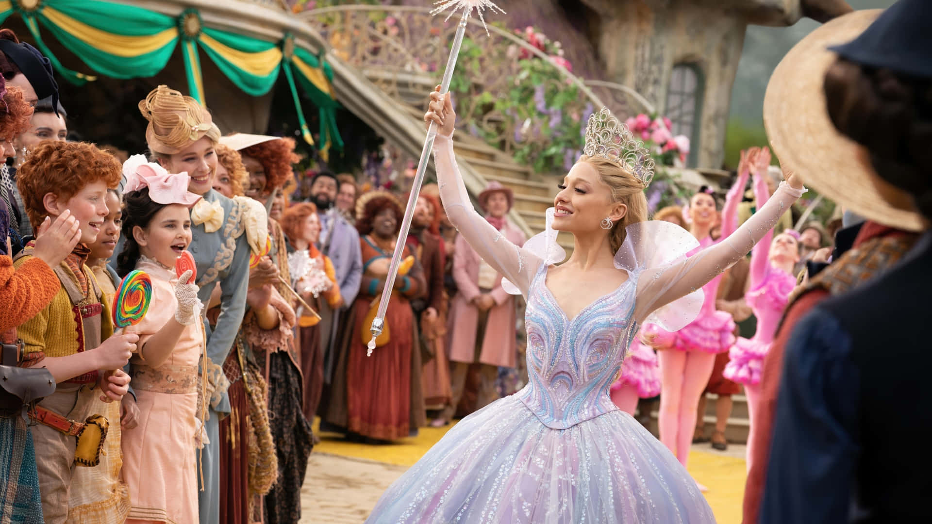 Wicked Glinda, pastel gown, tiara, Full HD Desktop Wallpaper