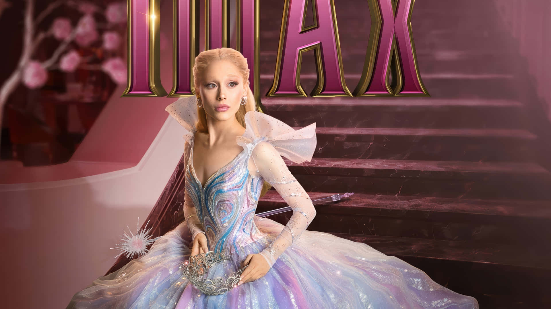 Wicked Glinda, fantasy dress, shimmering pastel gown, Full HD Desktop Wallpaper
