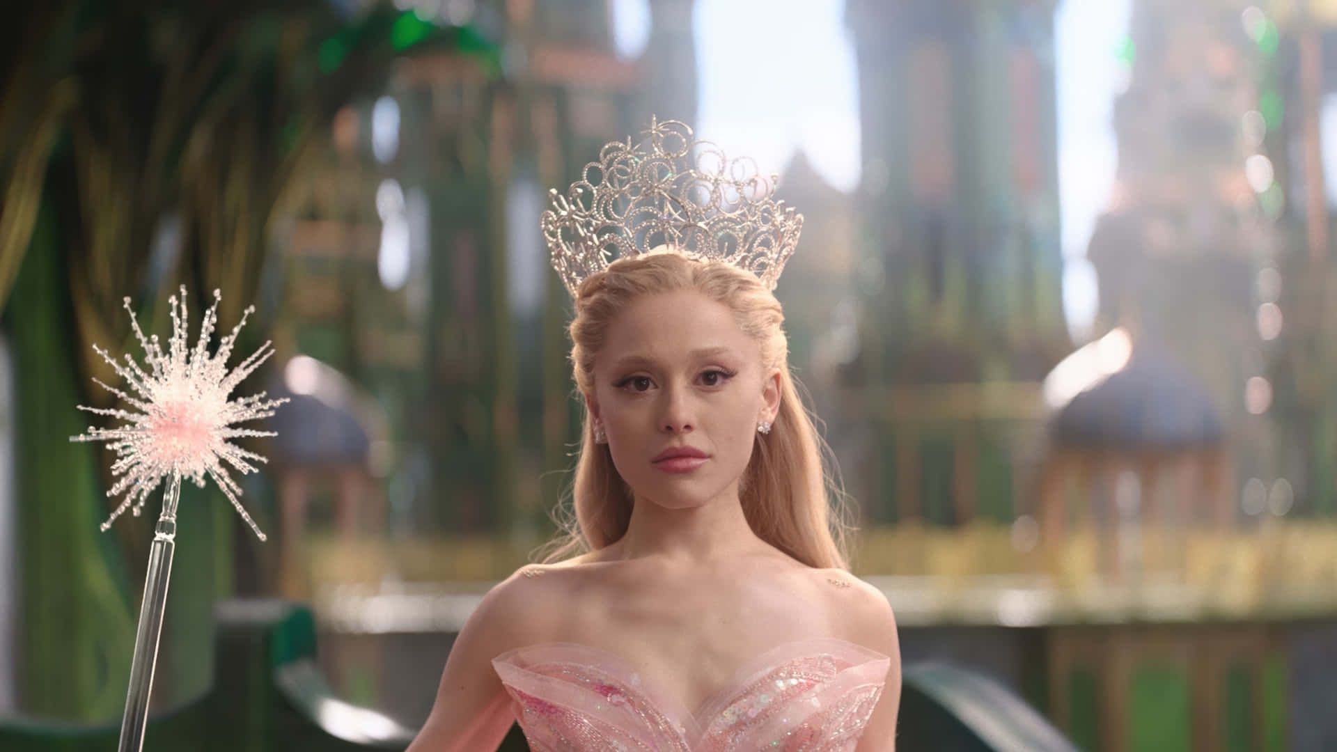 Wicked Glinda, pink glittering gown, silver crown, Full HD Desktop Wallpaper