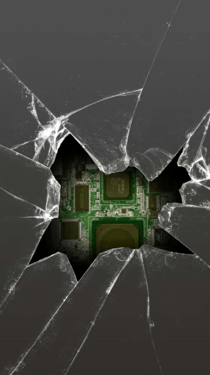 iPhone, cracked screen, huge hole, HD Phone Wallpaper