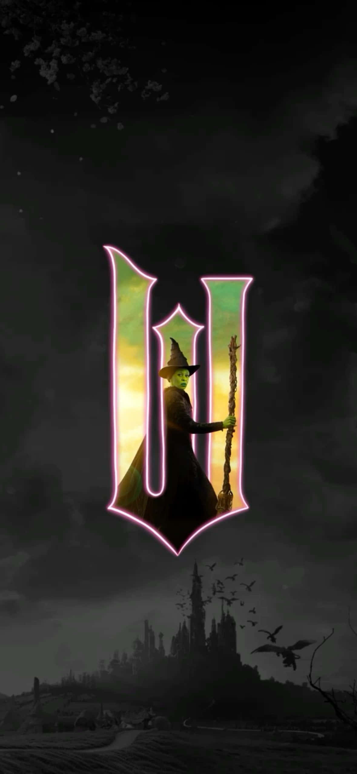 neon green, purple, stylized letter U, Full HD Phone Wallpaper