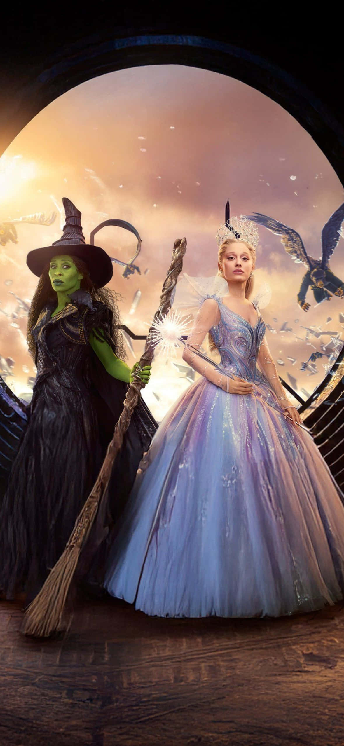 Wicked, green-skinned witch, black robes, Full HD Phone Wallpaper