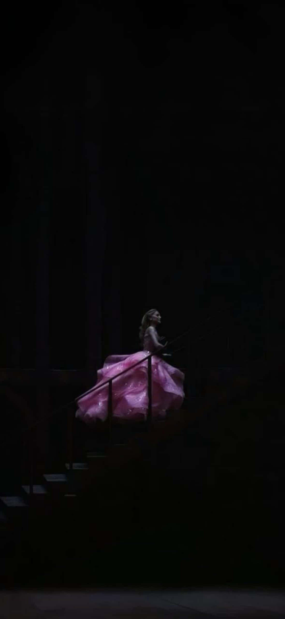 Wicked iPhone, pink gown, dimly lit stairs, Full HD Phone Wallpaper
