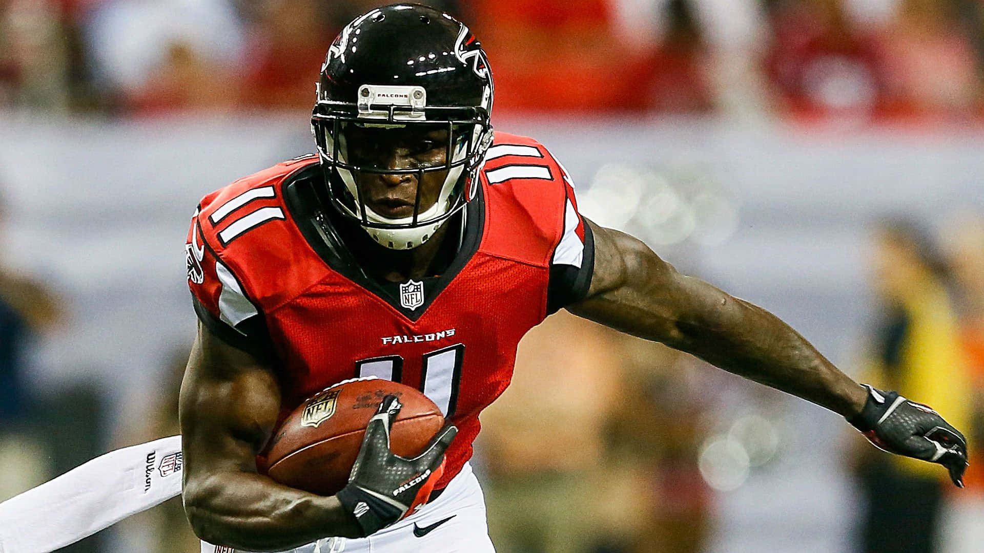 red Falcons jersey, stadium lights, football player, Full HD Desktop Wallpaper