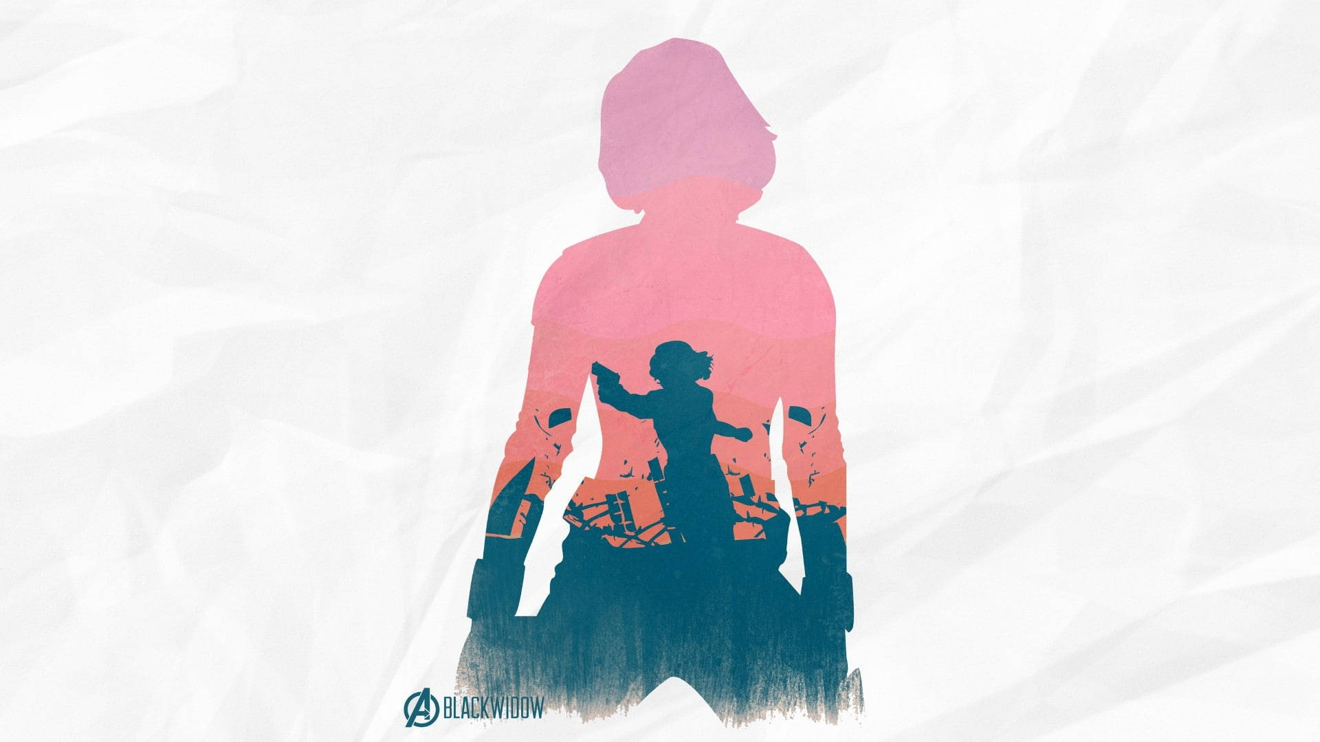 Black Widow, silhouette, pink, Full HD Desktop Wallpaper