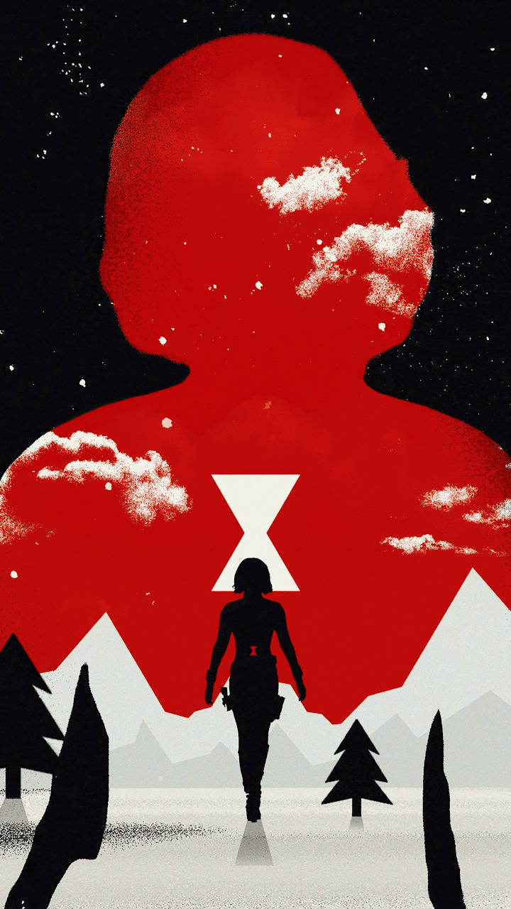 Black Widow, red silhouette, giant red silhouette of a head, HD Phone Wallpaper
