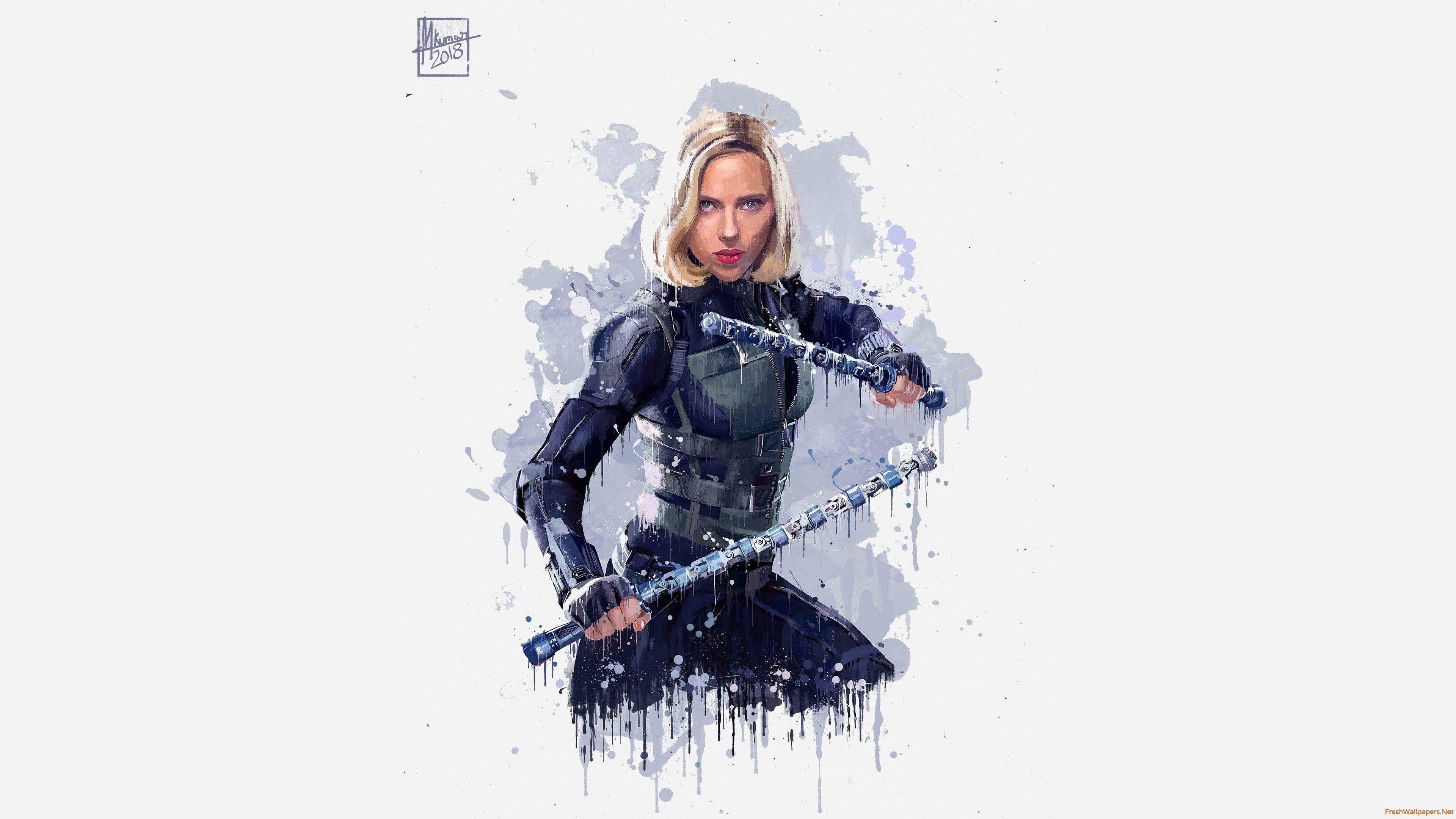Black Widow, tactical gear, two swords, 4K Desktop Wallpaper