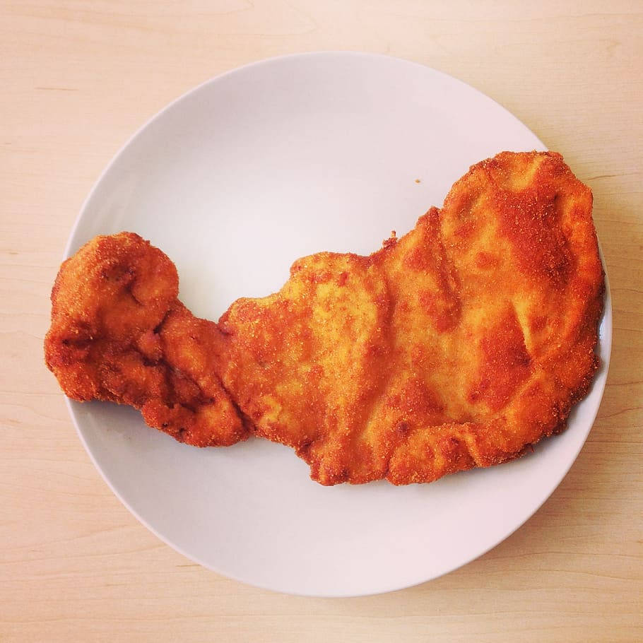 Wiener Schnitzel, golden-brown, breadcrust, SD Desktop Wallpaper